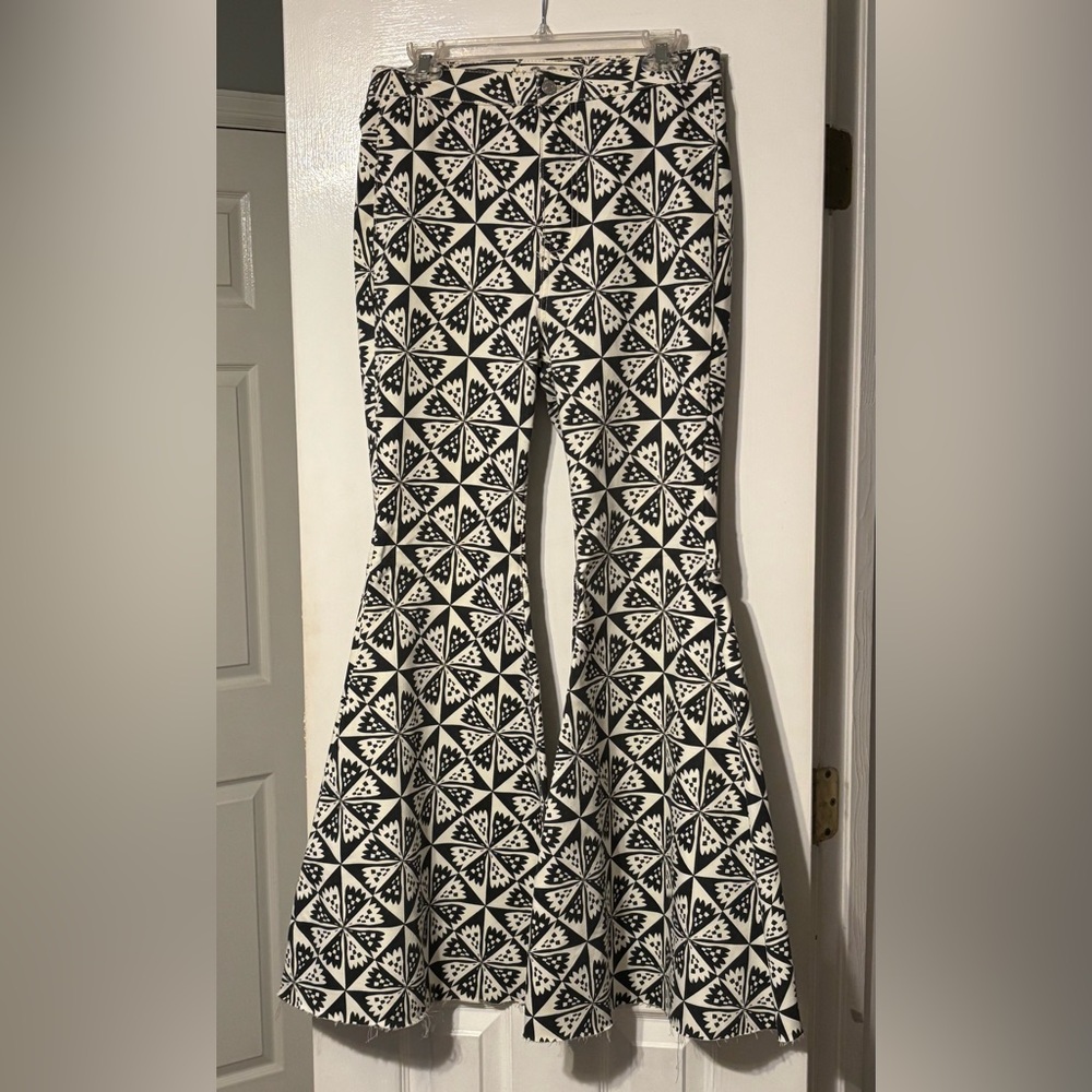 We The Free Black and White Patterned Flare Pants